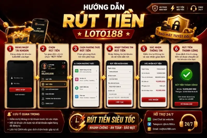 Hướng Dẫn Rút Tiền Tại Loto188 Hấp Dẫn Cực Hot